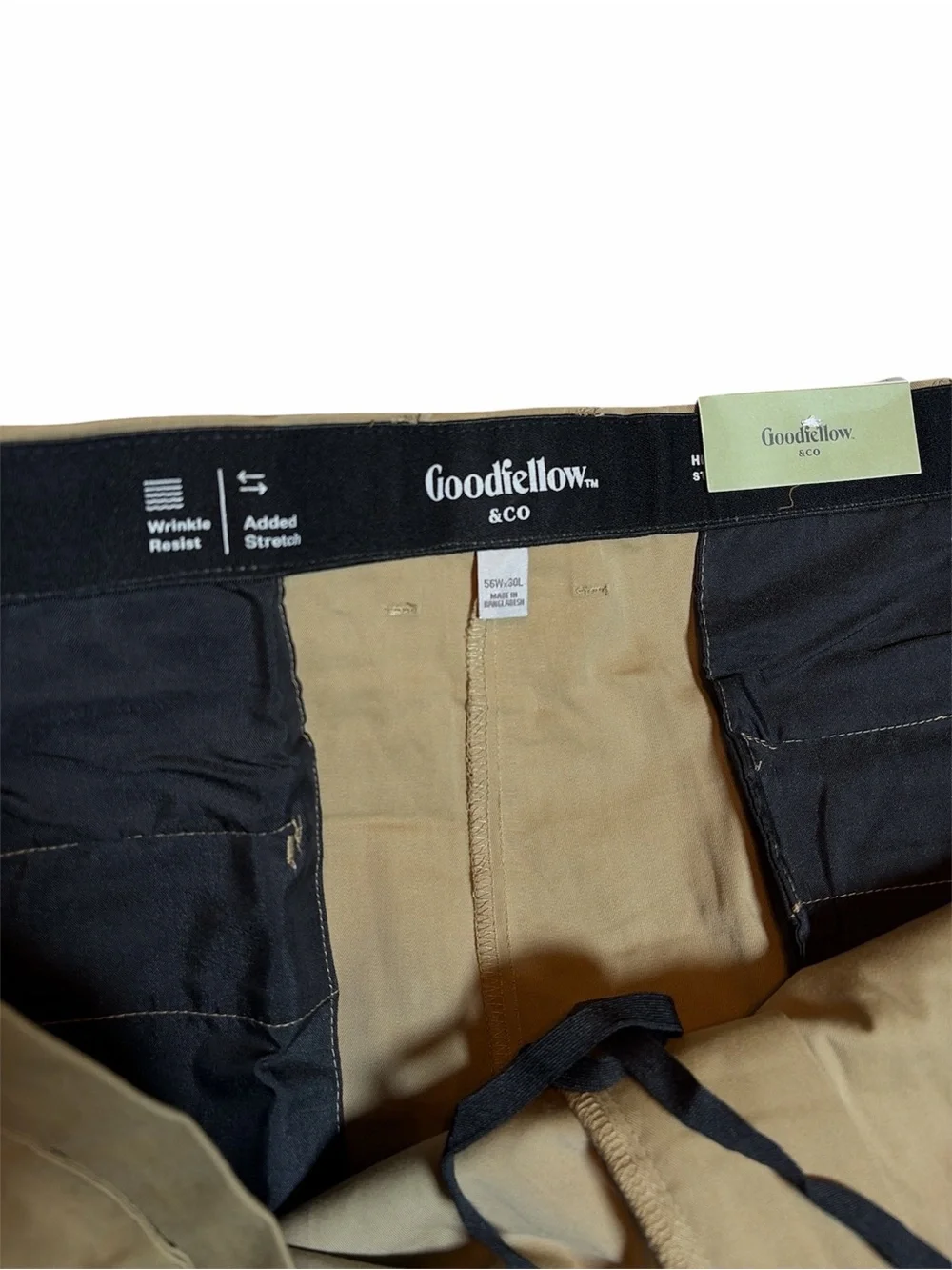 Tan Chino Big Tall Pants Men's 56 x 30 Good Fellow Straight - Picture 4 of 11